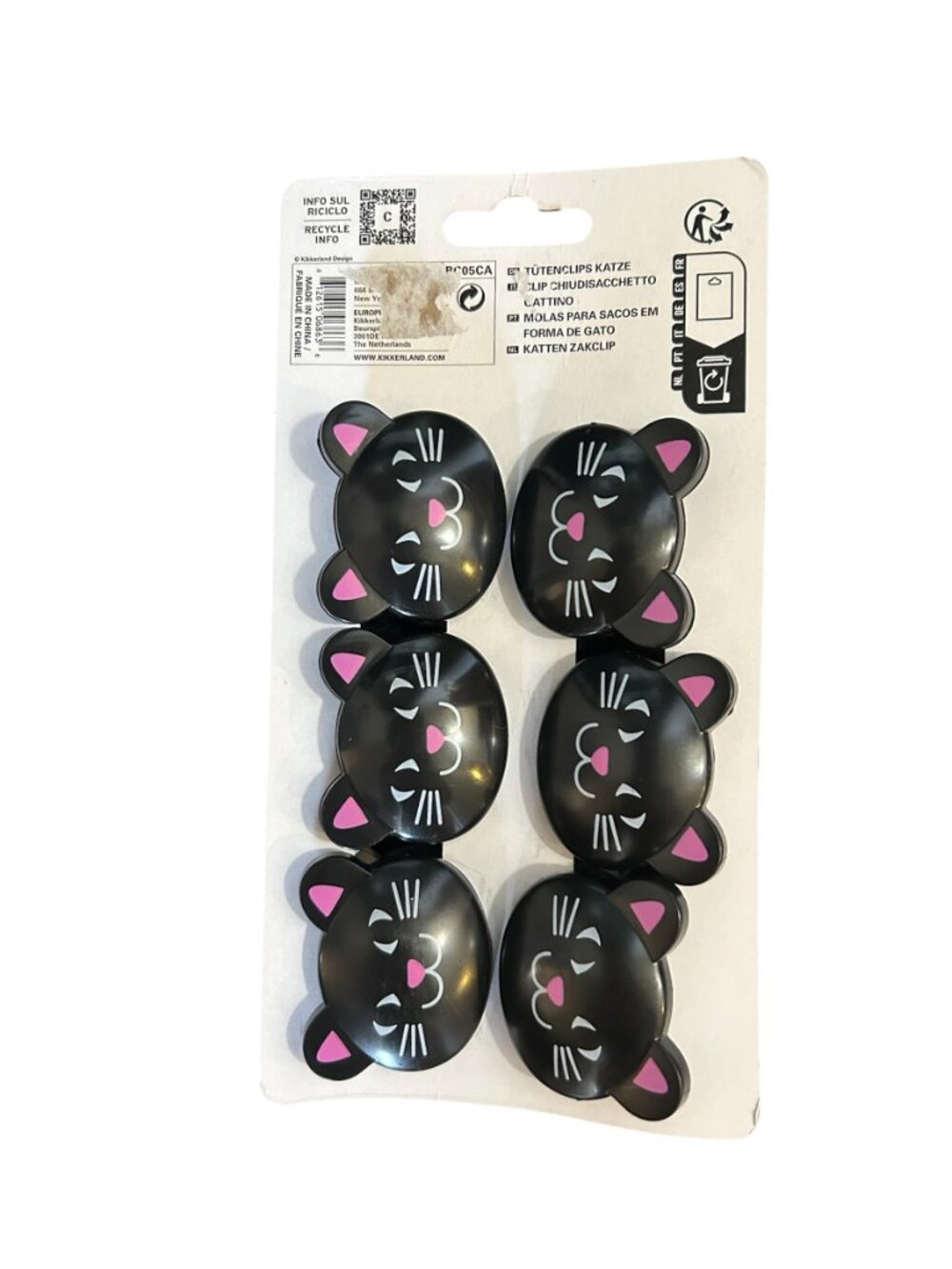 Kikkerland Cat Bag Clips Set of 6 NWT Kitchen Food Storage Clips - Picture 2 of 4